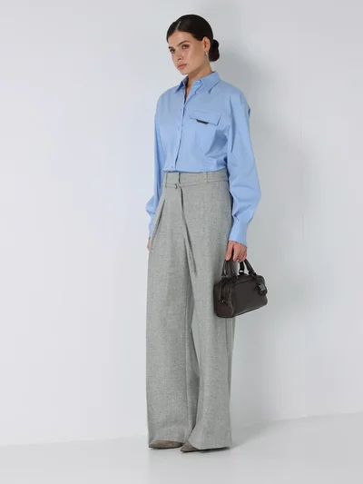 Брюки цвет светло-серый — превью 4