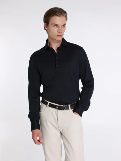 Поло цвет темно-синий — превью 2