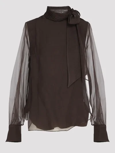 Блузка цвет коричневый — превью 1
