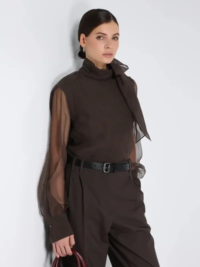 Блузка цвет коричневый — превью 2