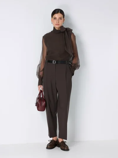 Блузка цвет коричневый — превью 3