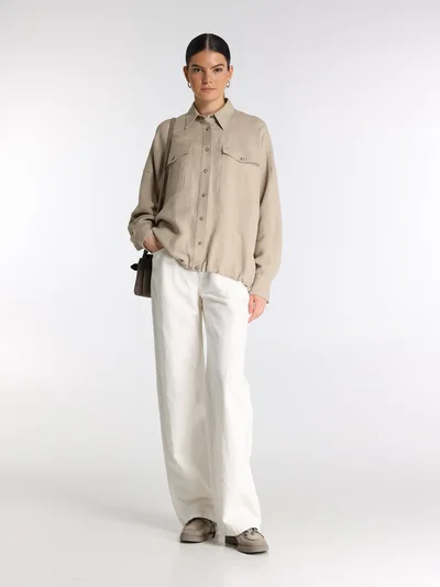 Рубашка цвет светло-бежевый — превью 4