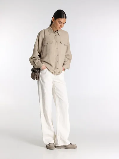 Рубашка цвет светло-бежевый — превью 5