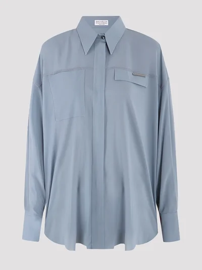 Блузка цвет серо-синий — превью 1