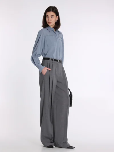 Блузка цвет серо-синий — превью 3