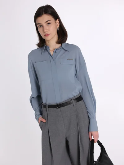 Блузка цвет серо-синий — превью 4