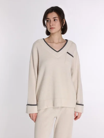 Пуловер цвет крем — превью 2